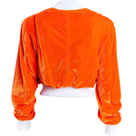 Orange Velvet Bomber Jacket